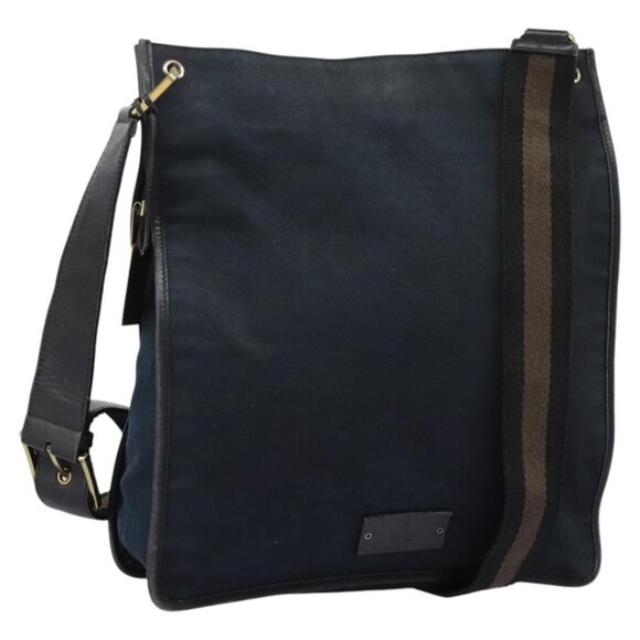 GUCCI Sherry Line Shoulder Bag Canvas Black Brown Auth ar13040 - Picture 1 of 15